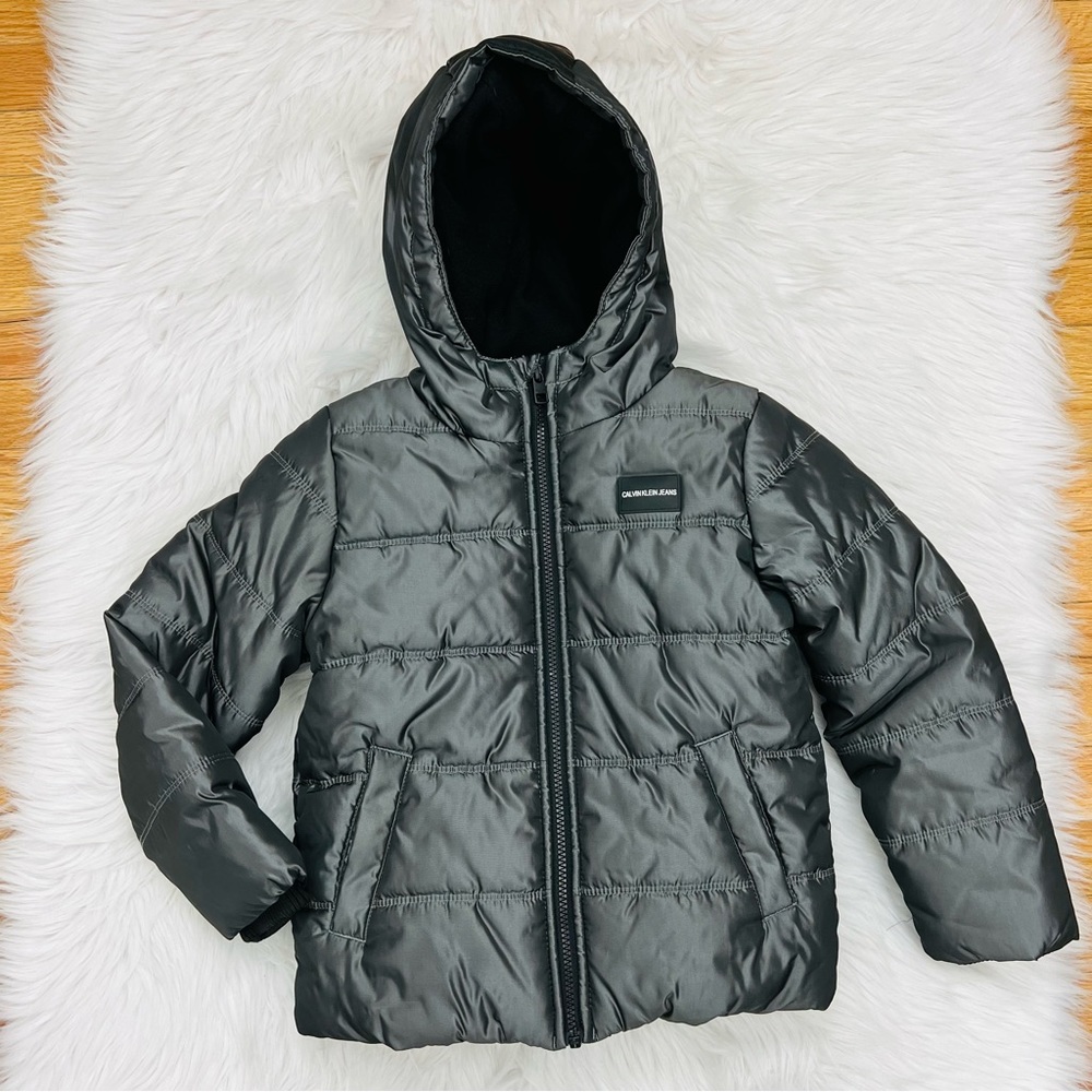 NWOT Calvin Klein Dark Gray Boys Puffer Jacket Size XS(5/6)